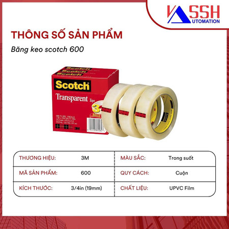 Băng keo trong suốt Scotch 600 3M