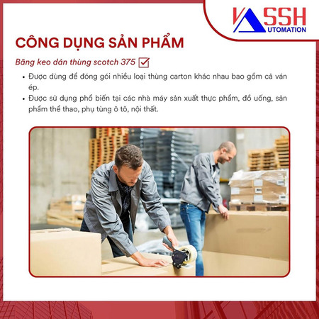 Băng keo trong dán thùng Scotch 375 3M